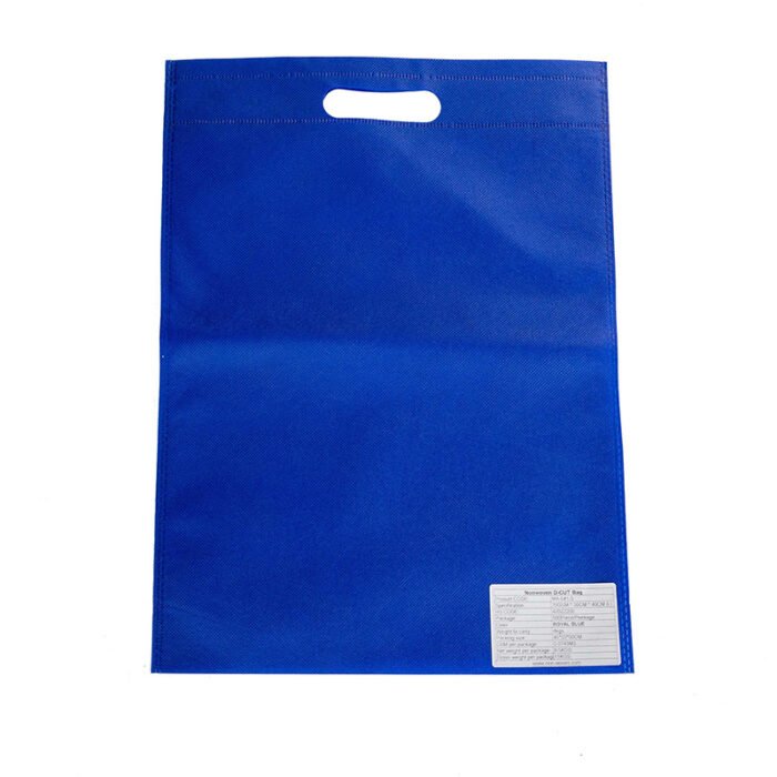 D Cut PP Spunbond Non woven Carry Bags Blue - Image 3