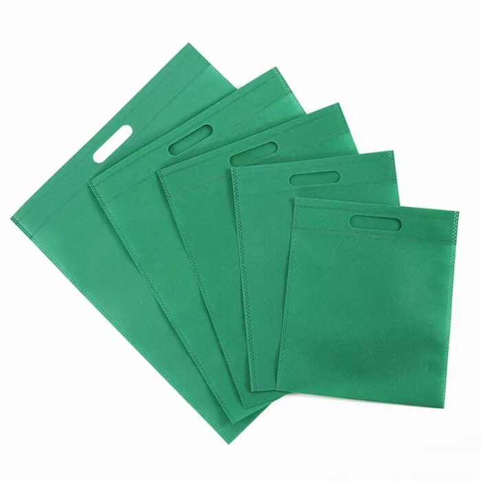D Cut Non woven Carry Bags Green