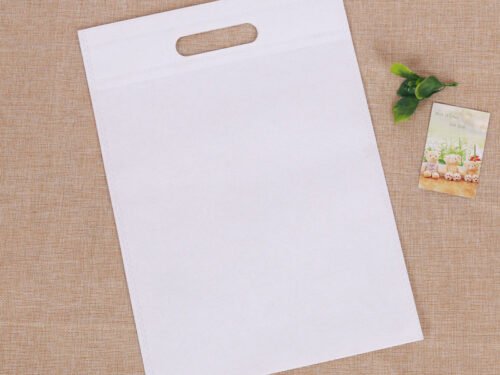 D Cut Non woven Carry Bags White