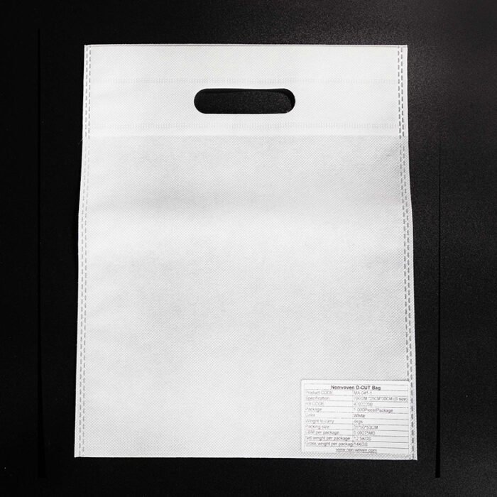 D Cut Non woven Carry Bags White - Image 5