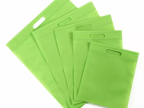 D Cut Non woven Carry Bags Apple Green