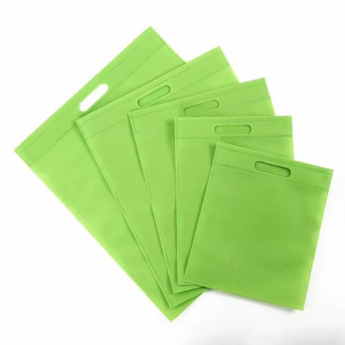 D Cut Non woven Carry Bags Apple Green