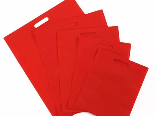 D Cut PP Spunbond Non woven Carry Bags Red