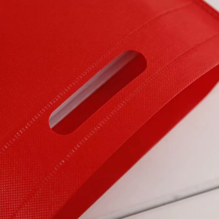 D Cut PP Spunbond Non woven Carry Bags Red - Image 3