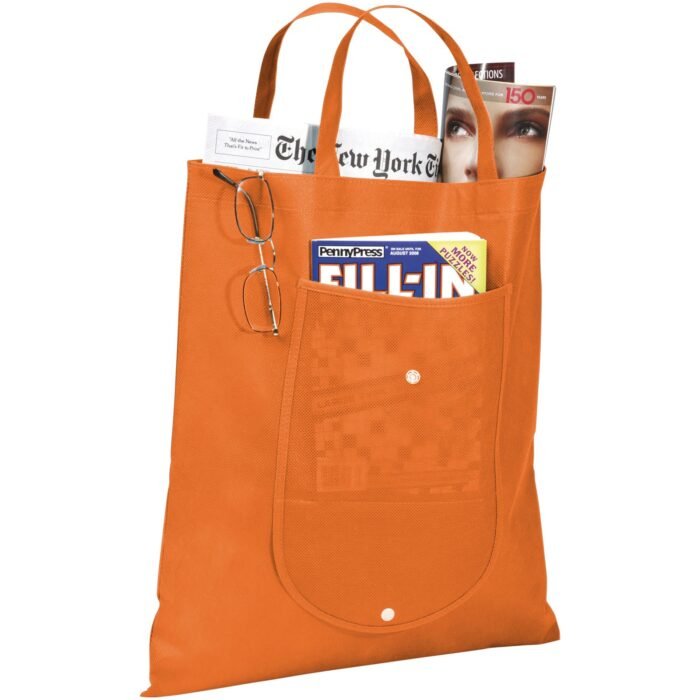 Foldable Nonwoven Shopping Bag Orange - Image 4